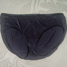 Vintage Vanity Fair 8 XL Black Satin High Cut Brief 16345 Nylon Spandex