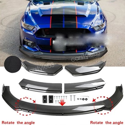 For Ford Mustang GT GT350R Carbon Style Front Bumper Lip Splitter Spoiler Kit
