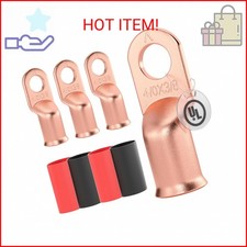 AIRIC UL Listed 4/0 AWG - 3/8" Battery Cable Lugs, Heat Shrink Ring Terminals En