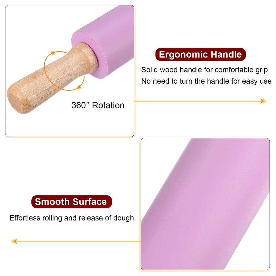 Rodillos de silicona para hornear 43 cm x 5,2 cm púrpura 2 piezas Foto 4 de 4