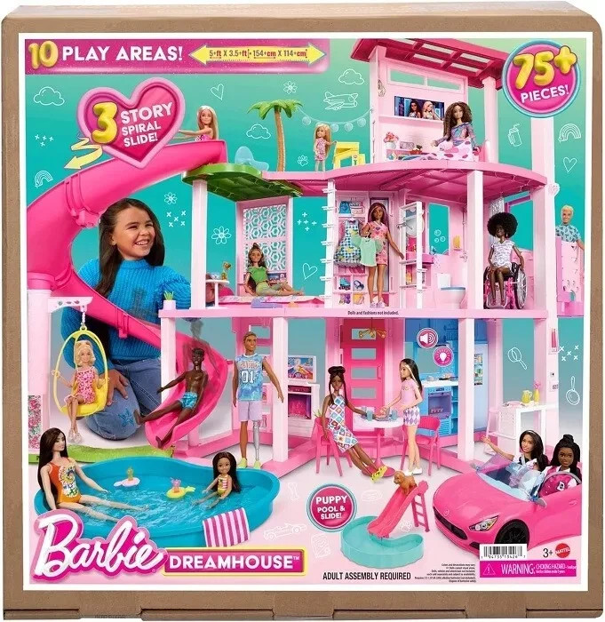 Barbie HMX10 Casa dei Sogni Playset con piscina scivolo con 75 accessori