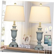 25.6" Coastal Table Lamps Set of 2 with USB C A Ports  AC Outlet for Color 3