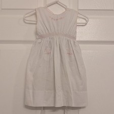 Baby Feltman Bros White  Pink Embroidered Casual Dress