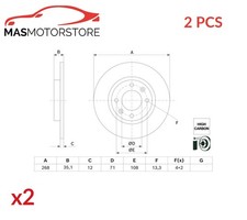 BREMSSCHEIBEN SATZ PAAR BOSCH 0 986 479 H54 2PCS A FÜR PEUGEOT 208 II,2008 II