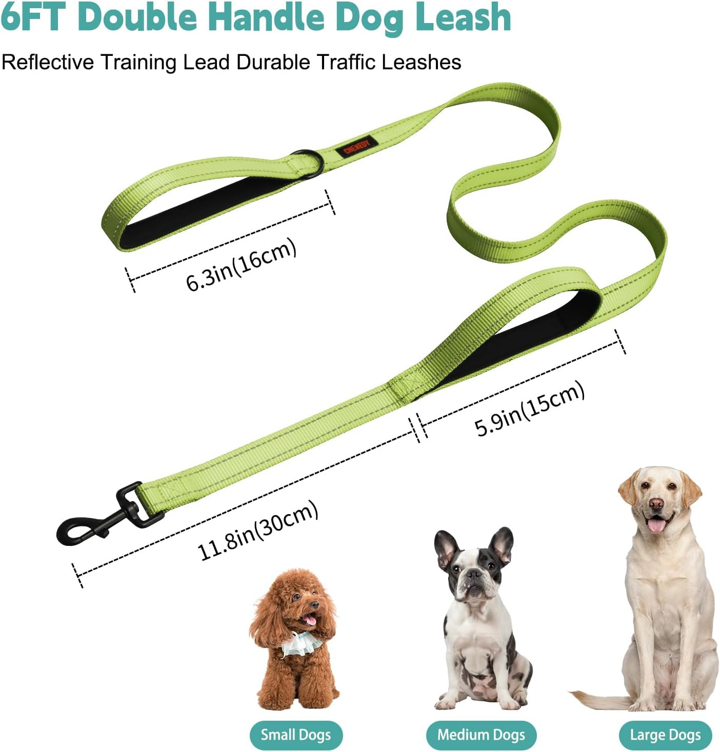 Dog Leash, Heavy Duty Dog Leash, Leashes for Large Breed Dogs, Double Handle Dog