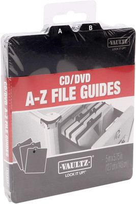 a to Z CD and DVD Storage File Guides, 26 Guides per Box, Black (VZ01176)