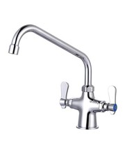 Dual Handle Hot  Cold Water Kitchen Faucet Deck Mount, Commercial Kitchen Si...