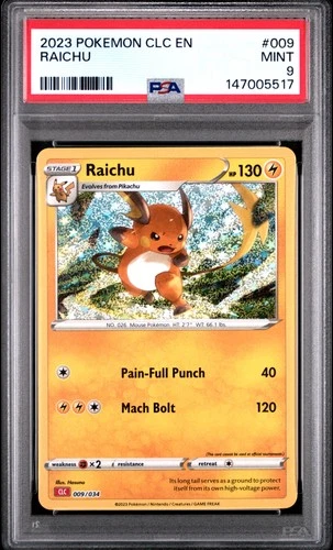 2023 POKEMON CLASSIC CHARIZARD & HO-OH EX DECK #009 RAICHU PSA 9