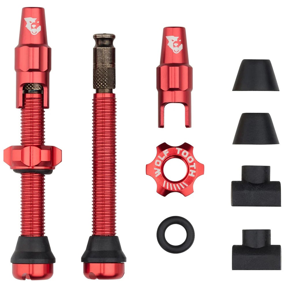 Wolf Tooth Clik Tubeless Valve Stem Kit - 44mm Aluminum Red Easy Seal - Wrench 7490₽