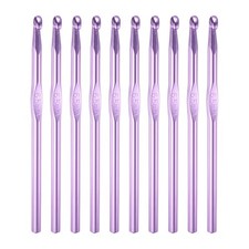 10Pcs Aluminum Crochet Hook 6.5mm US Size K Size 10.5 Knitting Needles Purple