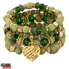 Women Beaded Bracelet Set Colorful Boho Stackable Trendy Design with Crysta...