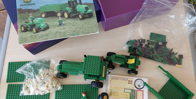 BEST-LOCK Brick Block Toy Green John Deere Tractor Set 34854 80% Complete