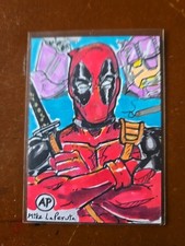 DEADPOOL defeated Sentinel on PSC sketchcard by Mike LaPeruta
