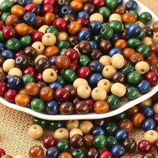 1000PCS Colorful Wooden Beads 8Mm Assorted Macrame Wooden Loose Spacer Bead Natu