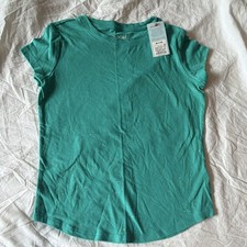 NWT Cat Jack girls M 7/8 Turquoise Cotton Crewneck Short Sleeve Glitter Tee