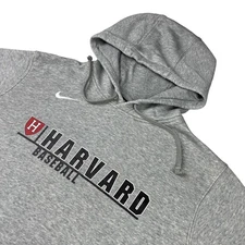 Harvard University Baseball x Nike Team Issued Pullover Hoodie Gray • Medium