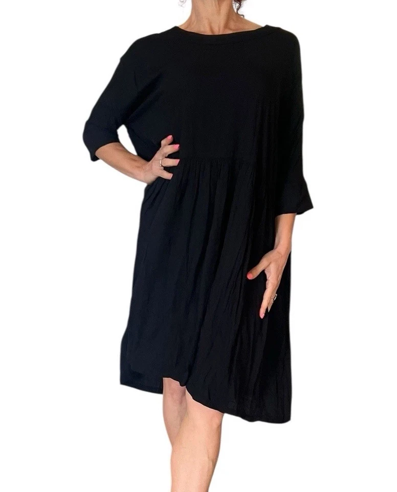 MIMU MAXI VESTIDO FALDA CAMISETA VESTIDO MANGA CORTA OVERSIZE PLISADO S Foto 4 de 4