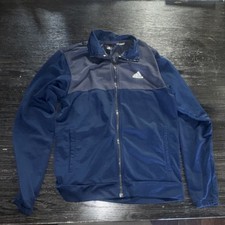 adidas Men s M Blue/Gray Colorblock Full-Zip Track Jacket Pockets Stand-Up