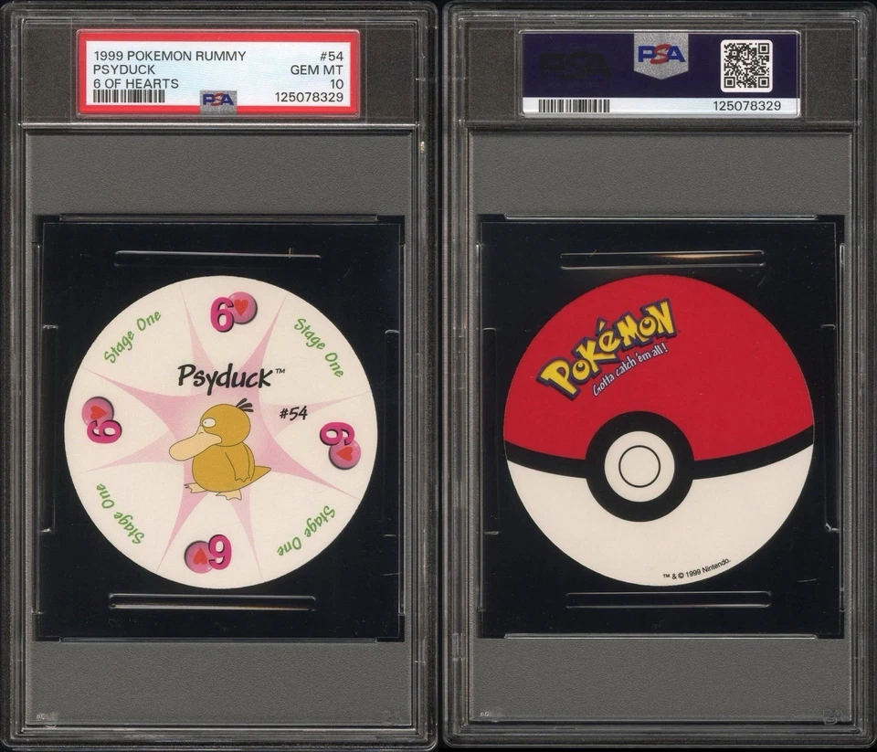Psyduck Pokemon Card Rummy Playing Card Poker 6 Hearts 1999 WOTC Nintendo PSA 10 - Image 3 of 3
