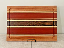 Triple Stripe Exotic Wood Cutting Board/Charcuterie Board With Juice Groove