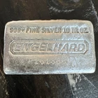 1x Engelhard Waffle Back Poured Bar 10 Troy Oz .999 Fine Silver Bar