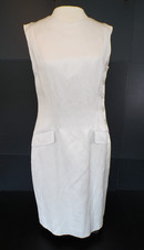Tahari Silk Linen Sleeveless Dress Zip Back Button Up Side Womens Size 8