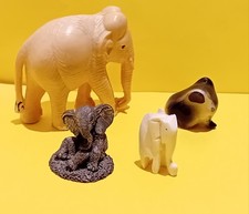 X4 Vintage Elephant Ornaments, Plastic, Ceramic, Pewter, Ivory?, Royal Selangor