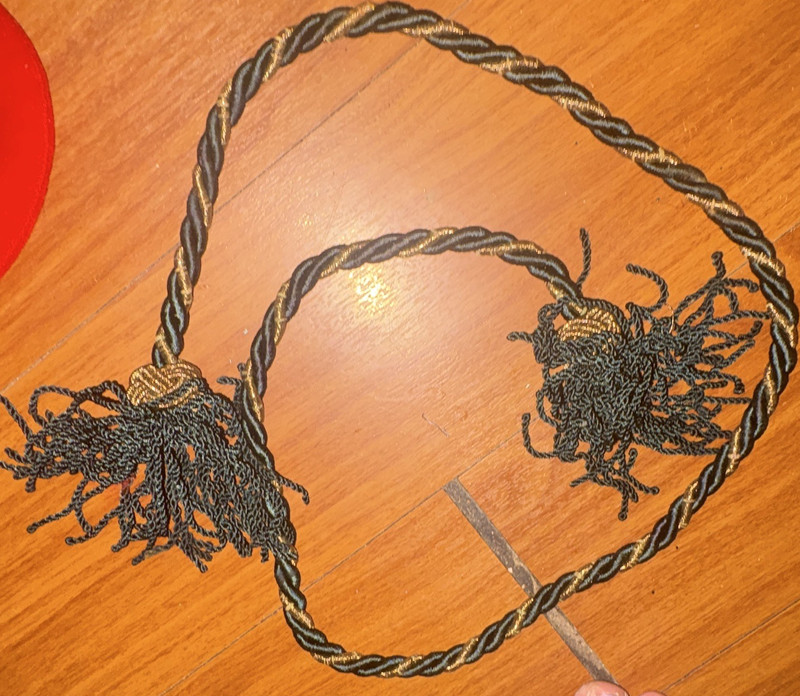 Curtain Tie-Backs Twisted Rope w/ Tassels, Black & Gold, Set of 2
