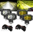AUXBEAM White Amber 4" LED Driving Work Lights Spot/Flood Offroad Truck 4WD ATV