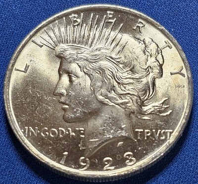 1923 PHILADELPHIA MINT PEACE DOLLAR CHOICE BU. WHITE!!!