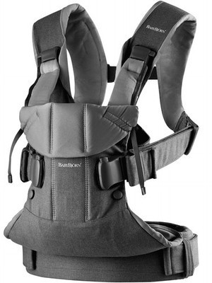 BabyBjorn Babytrage One Comfy Woven Mix Denim Grey/Dark Grey 0-3 Jahre