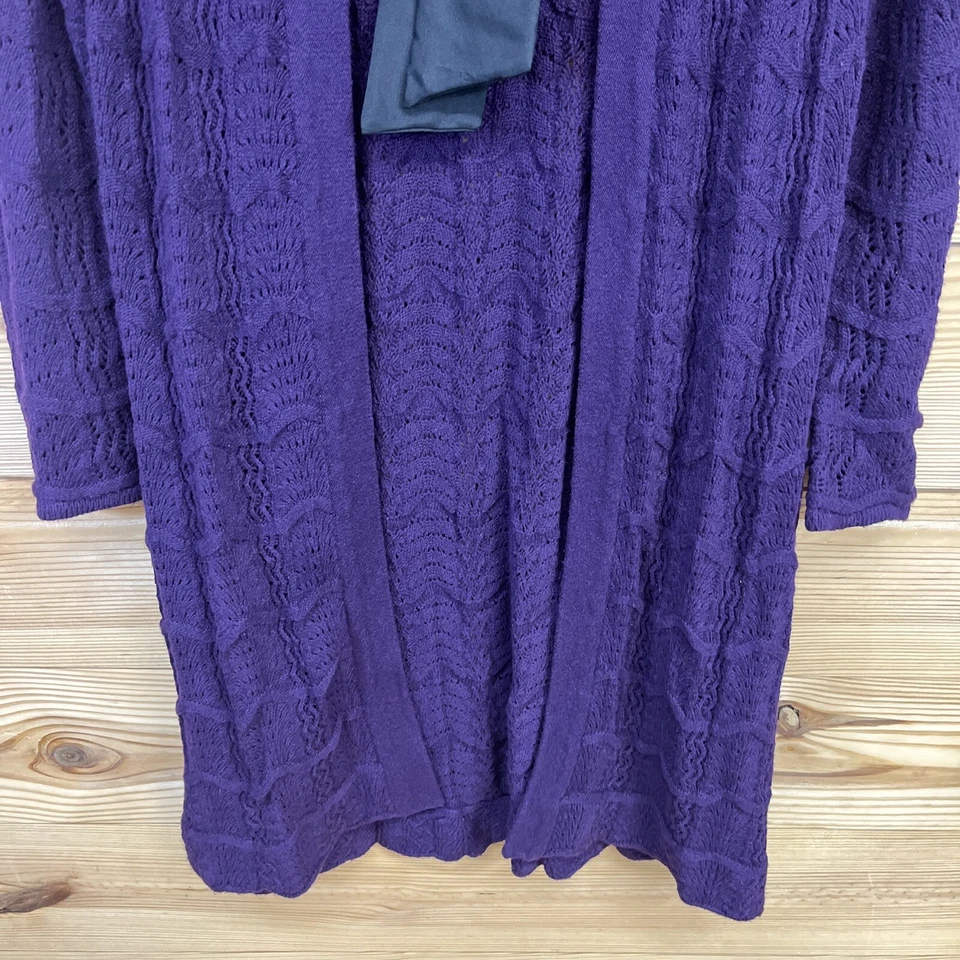 Cárdigan Suéter Pequeño Plumero Púrpura Cinta Negra Algodón Angora B57 Ginebra Foto 3 de 4