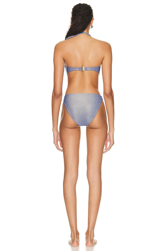 Wolford Shine Disco Multiway Monokini One-Piece Azul Metálico Recortado Natação XS - Imagem 4 de 4