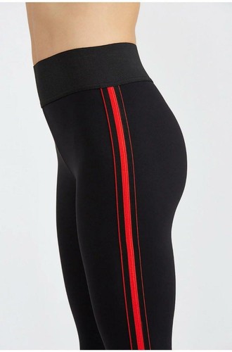 koral tone high rise legging black scarlett Pant hi Red Stripe side $105 yoga - 第 4/10 張圖片