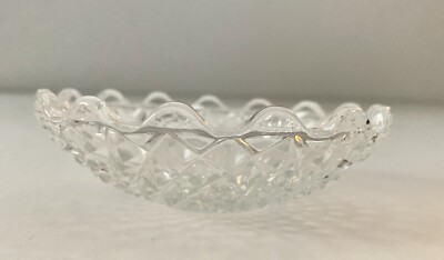Beautiful Small Clear Glass Jewelry Dish Stamped  Italy 