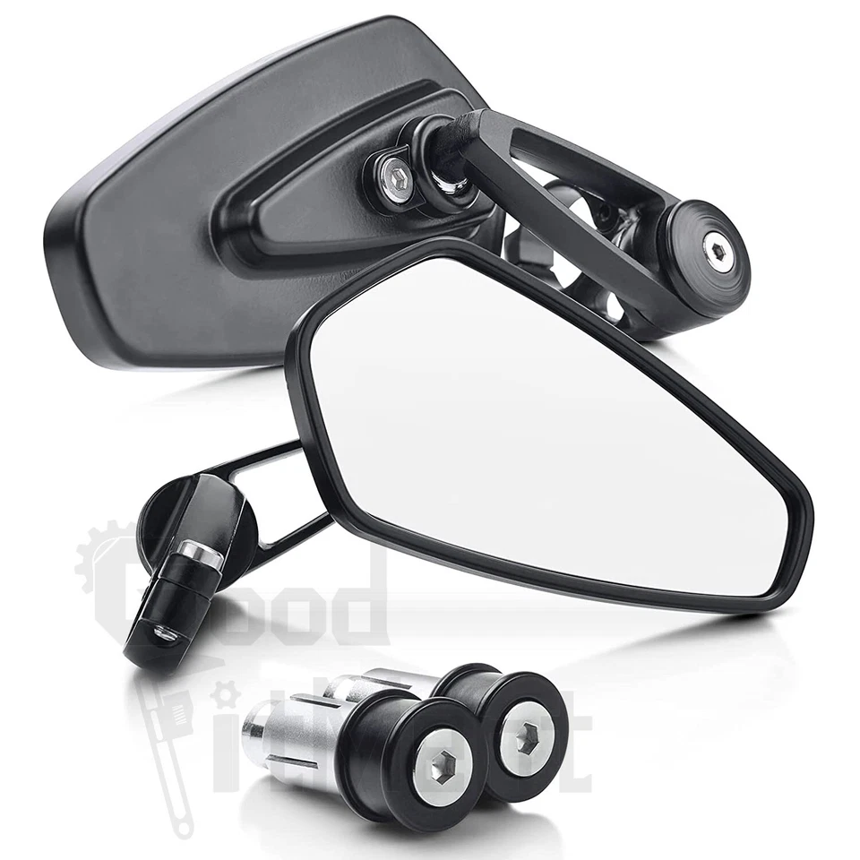 For Kawasaki Z1000 Z650 7/8" Black CNC Motorcycle Bar End Rearview Side Mirrors - Image 3 of 4