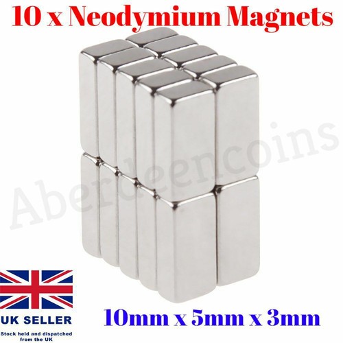 10 X N35 Super Strong 10mm X 5mm X 3mm Block Rare Earth Neodymium 10-x-n35-super-strong-10mm-x-5mm-x-3mm-block-rare-earth-neodymium