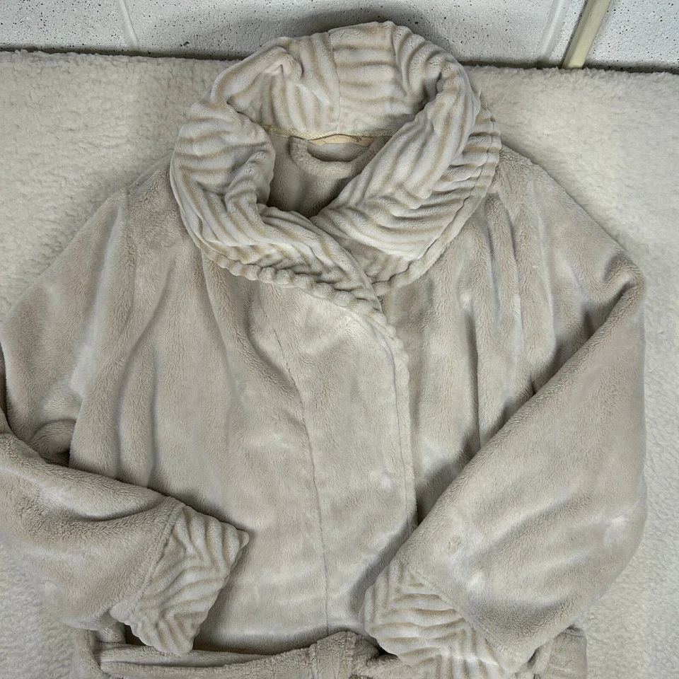 Maxi cinturón de lujo marfil con bolsillos bata de felpa real talla L Soft Surroundings para mujer Foto 2 de 4