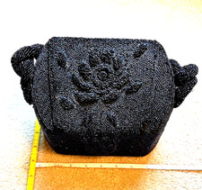 Vintage 1930's Handmade Art Deco Beaded Box Blue Evening Handbag by Charlet