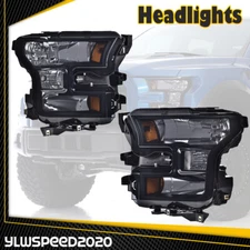 Smoke Lens Black Housing Headlights Pair Fit For 2015 2016 2017 FORD F150 F-150 