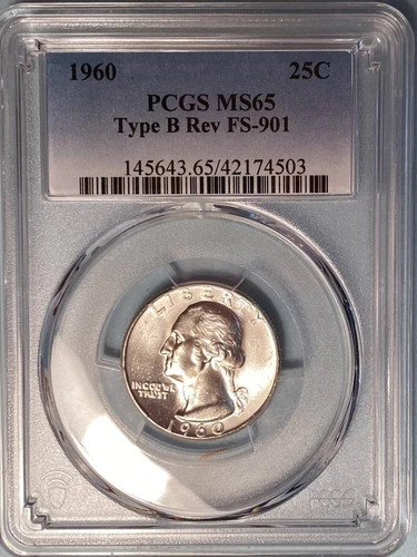1960 Washington Quarter Type B Reverse FS-901 PCGS MS65