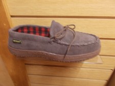 OLD FRIEND 558161 MEN'S WISCONSIN PLAID LINED LEATHER SLIPPERS DARK BROWN