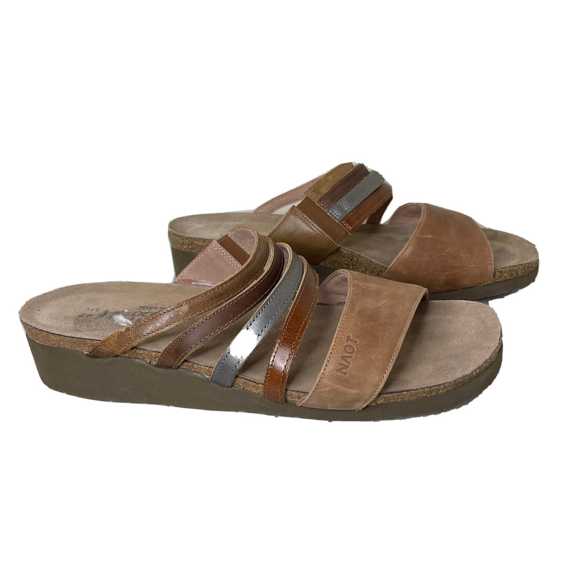NAOT PEYTON 42 / 11 Leather/ Cork Slide Sandals Women display picture 1