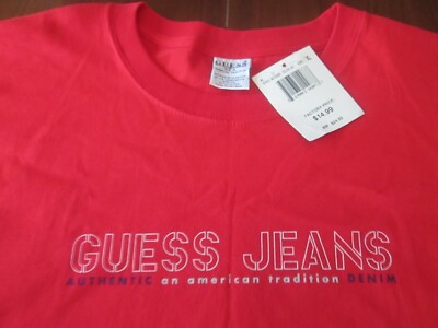 Vintage GUESS JEANS Authentic Denim American Tradition T-Shirt Spell Out XL  NOS