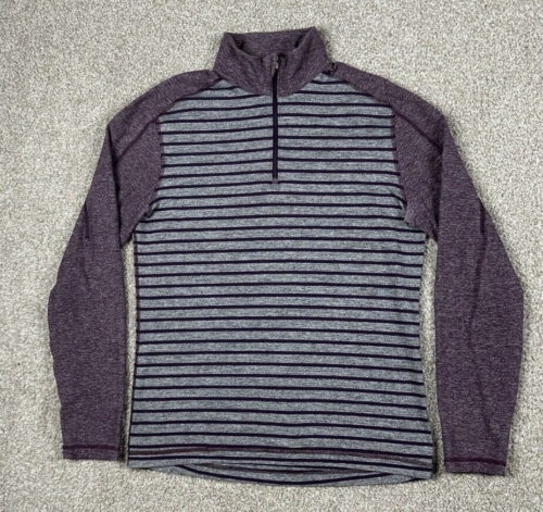 Lululemon Surge Sweater Mens Medium Gray Purple Quarter Zip Stretch Performance - Picture 1 of 9