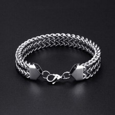 Titanium Steel Link Chain Bracelet for Men Women,Punk Hip Hop Bracelet