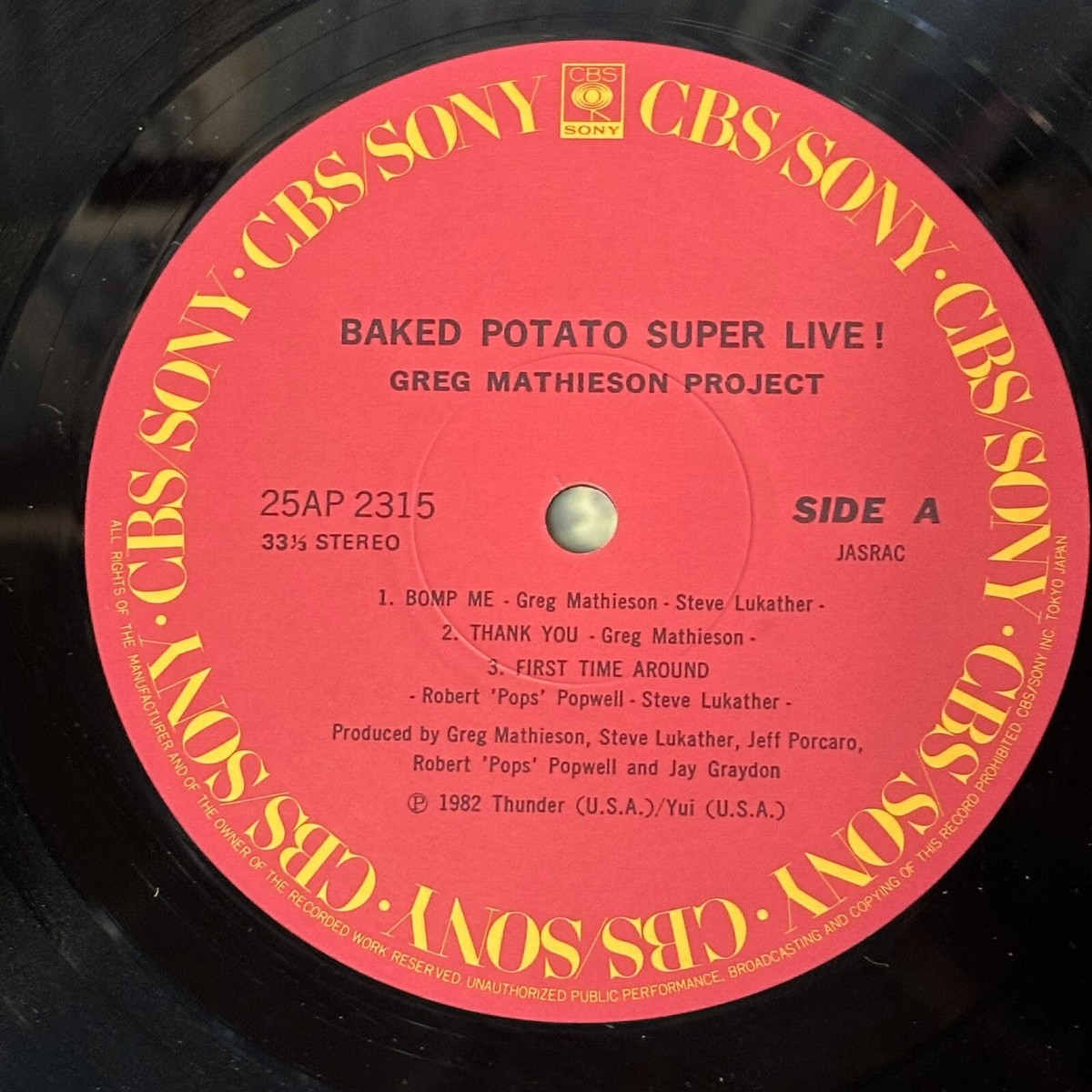 GREG MATHIESON PROJECT Baked Potato Live! JAPAN LP RECORD 25AP2315