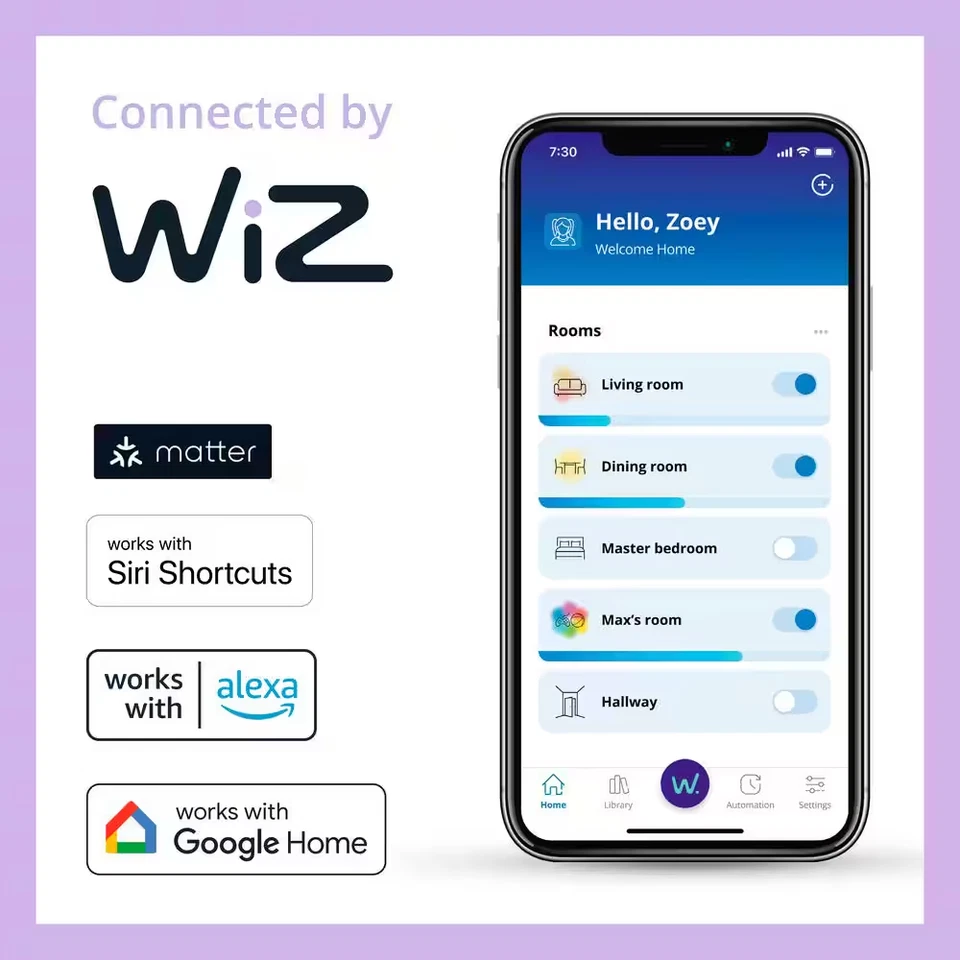 4 Pack PHILIPS WiZ G16.5 Smart LED Bulb 40W Eq Tunable White 2700K Edison - Image 2 of 4