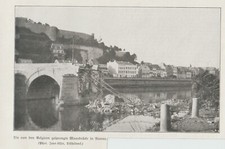 Gesprengte Maasbr&uuml;cke in Namur 1. Weltkrieg Original Bilddokument von 1914 WW1