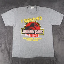Vintage 90s Jurassic Park Ride Dinosaur Universal Studios Hollywood T Shirt XL
